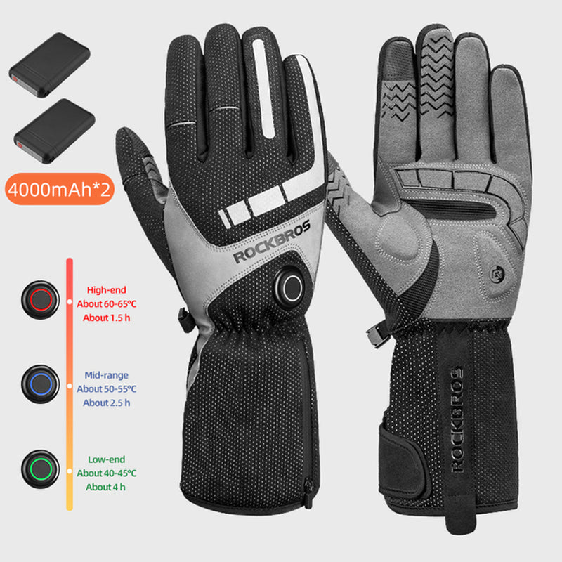Ski Gloves Heated Gloves Winter Gloves Rechargeable Waterproof USB Ski Heated Gloves Bike Touch Screen Battery Gloves