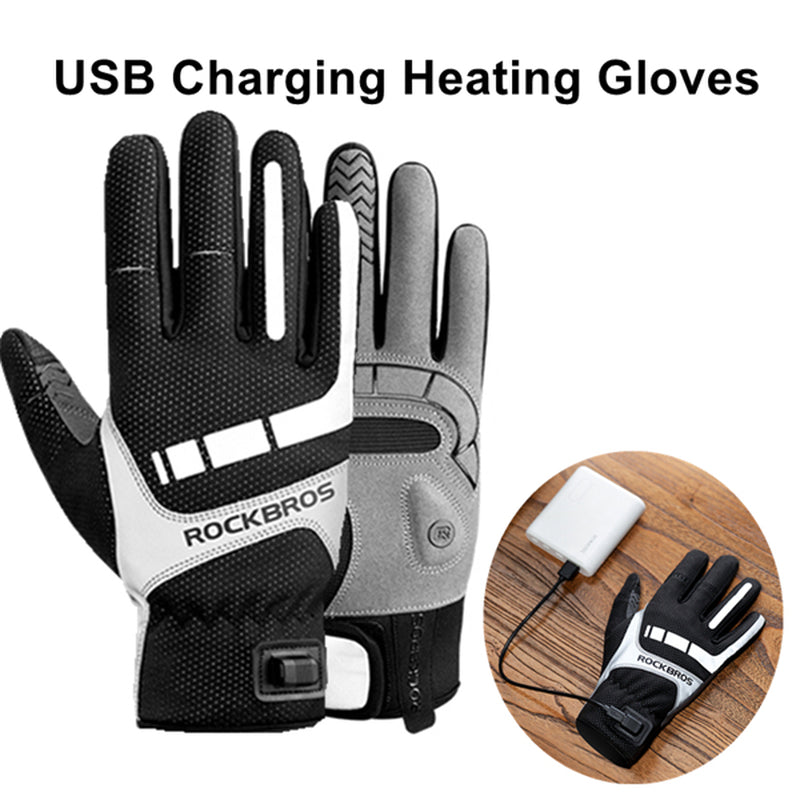 Ski Gloves Heated Gloves Winter Gloves Rechargeable Waterproof USB Ski Heated Gloves Bike Touch Screen Battery Gloves