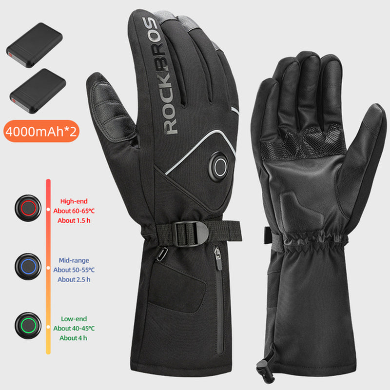 Ski Gloves Heated Gloves Winter Gloves Rechargeable Waterproof USB Ski Heated Gloves Bike Touch Screen Battery Gloves